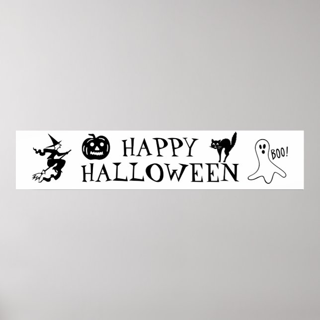 Happy Halloween noir et blanc Poster éffrayant (Devant)