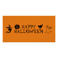 Happy Halloween noir et orange éffrayant Poster