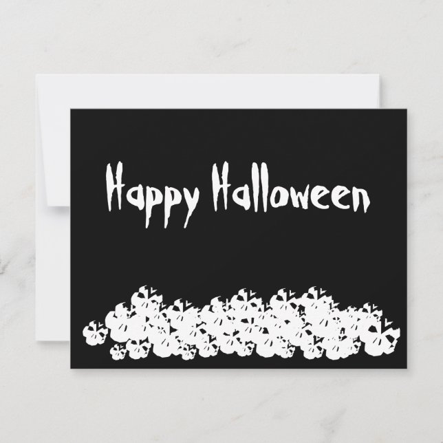 Happy Halloween noir squelettes blancs drôle carte (Devant)
