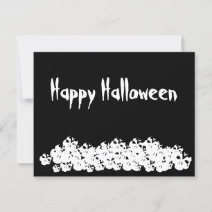 Happy Halloween noir squelettes blancs drôle carte
