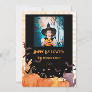 Happy Halloween Photo personnalisée En vichy Carte
