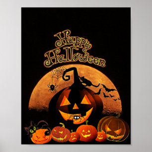Happy Halloween Poster d'Art citrouille Halloween