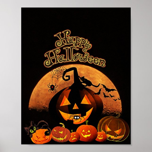 Happy Halloween Poster d'Art citrouille Halloween (Devant)