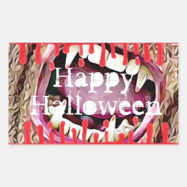 Happy Halloween sanglant Vampire dents Stickers (Devant)
