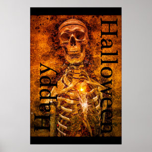 Happy Halloween Skeleton Art Poster