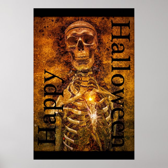 Happy Halloween Skeleton Art Poster (Devant)