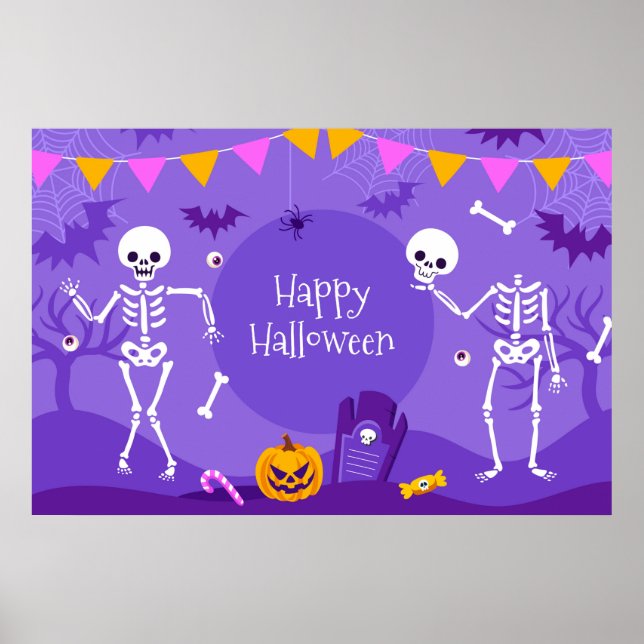 Happy Halloween Skeletons Poster (Devant)