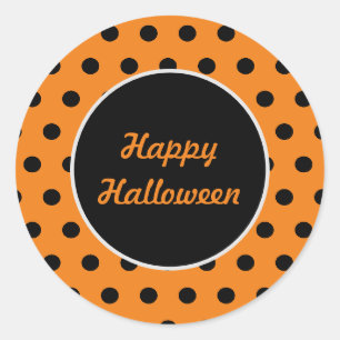 Happy Halloween Stickers ronds (orange et noir)