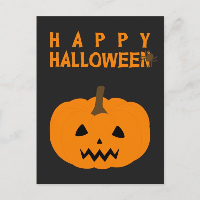 Happy Halloween texte et Citrouille sur carte post (Devant)