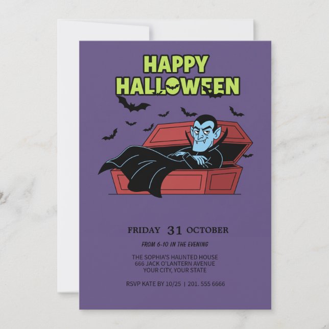 Happy Halloween Vampire Invitation (Devant)
