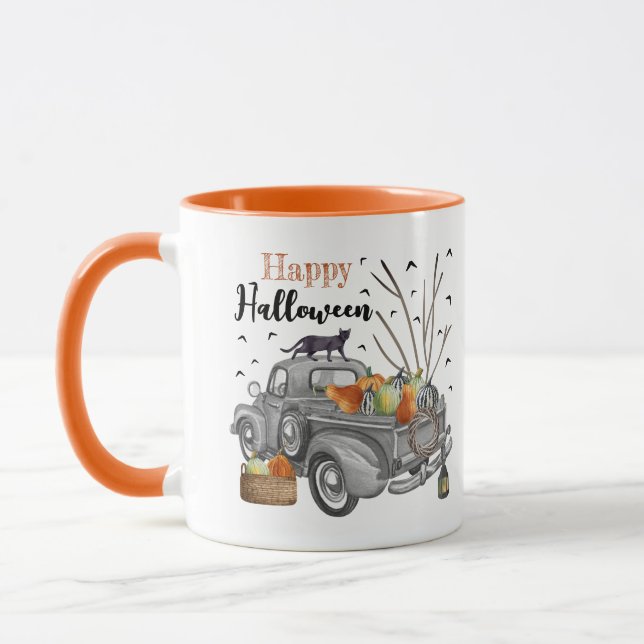 Happy Halloween Vintage Truck Citrouilles Mug (Gauche)