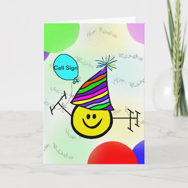 Happy Ham Ham Radio Carte Anniversaire - Customise (Devant)