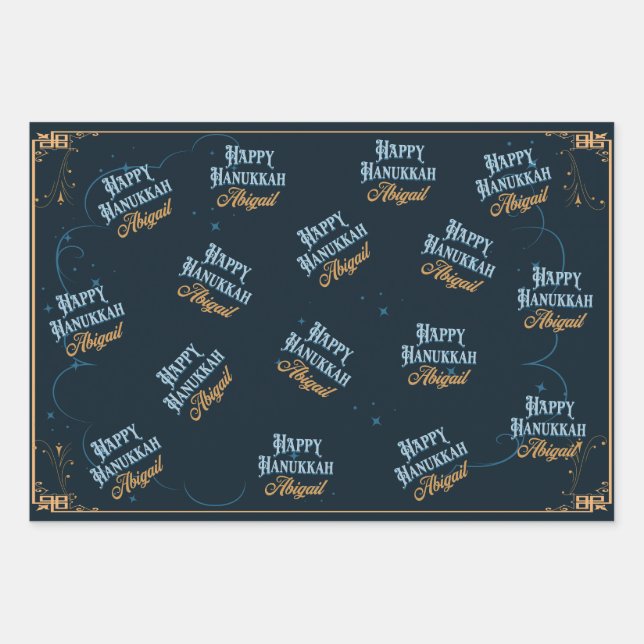 Happy Hanoukka Abigail Wrapping Papier pour Abigai (Devant)