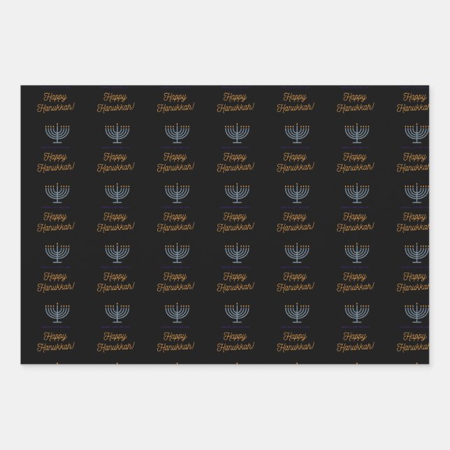 Happy Hanoukka feuilles d'emballage 3 modèles diff (Devant)