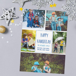 Happy Hanoukka Modern Photo Collage Cute Blue Card
