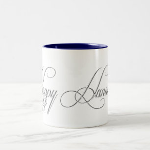 Happy Hanoukka Silver Metal Look Design Mots Mug