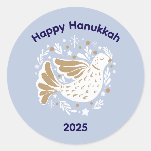 Happy Hanukkah Peace Dove 2025 Sticker (Devant)