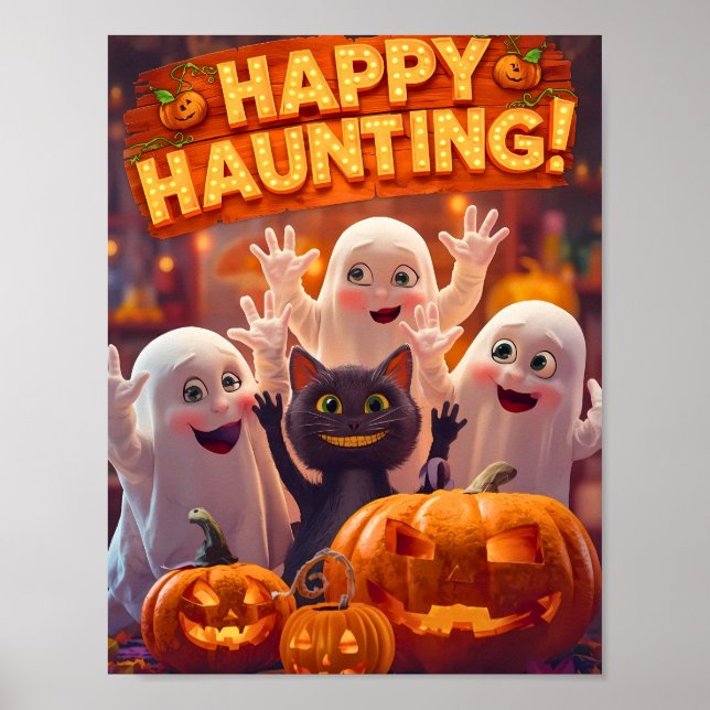 Happy Hauny - Poster d'Halloween pour enfants (Devant)