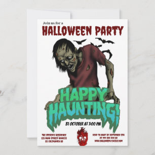 Happy Hauny Zombie Halloween Party Invitation