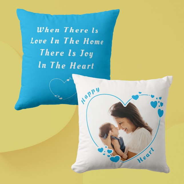 Happy Heart Custom Citation Coussin photo (Créateur téléchargé)