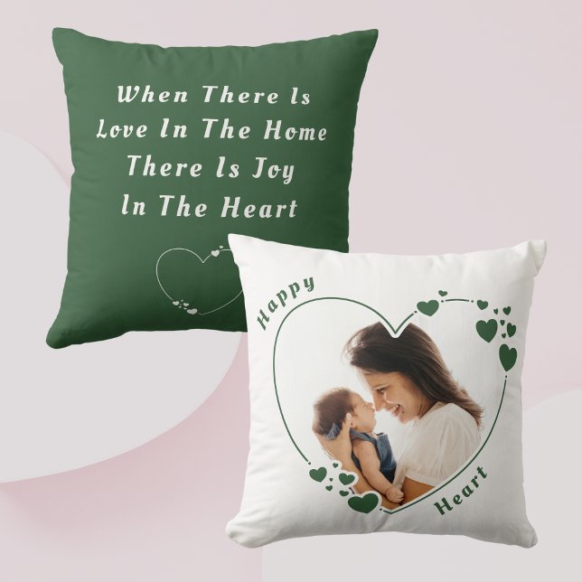 Happy Heart Green Photo Coussin (Créateur téléchargé)