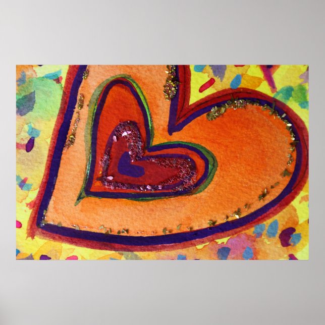 Happy Hearts Peinture Art Poster Imprimer (Devant)