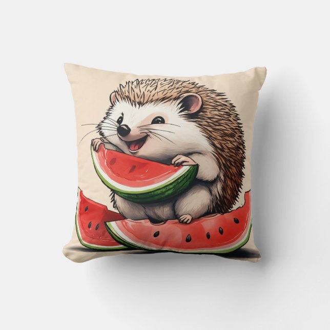 Happy Hedgehog Watermelon Delight Coussin (Recto)