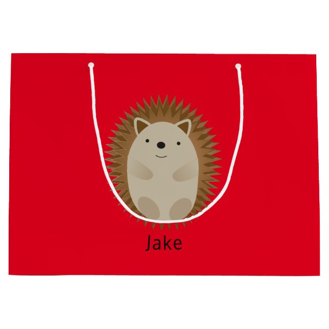 Happy Hérisson grand sac cadeau rouge (Devant)