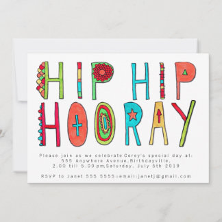 Happy Hip Hip Horay Anniversaire Invitation de fêt