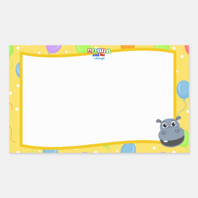 Happy Hippo Nom étiquette Sticker (Devant)