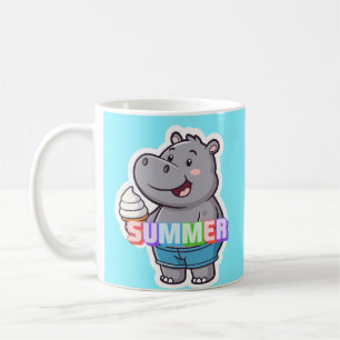 Happy Hippo Summer Mug - Colorful Ice C Mug, 11 oz