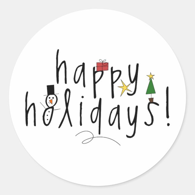 Happy Holiday Classic Round Sticker (Devant)