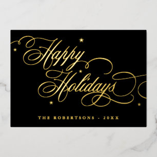 Happy Holidays Calligraphy Photo Carte de nom de f