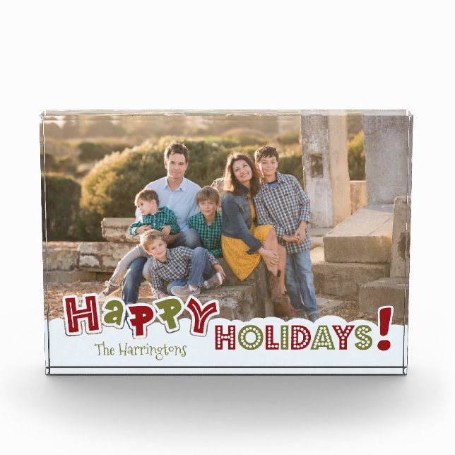 Happy Holidays Custom Photo & Name, bloc photo (Devant)