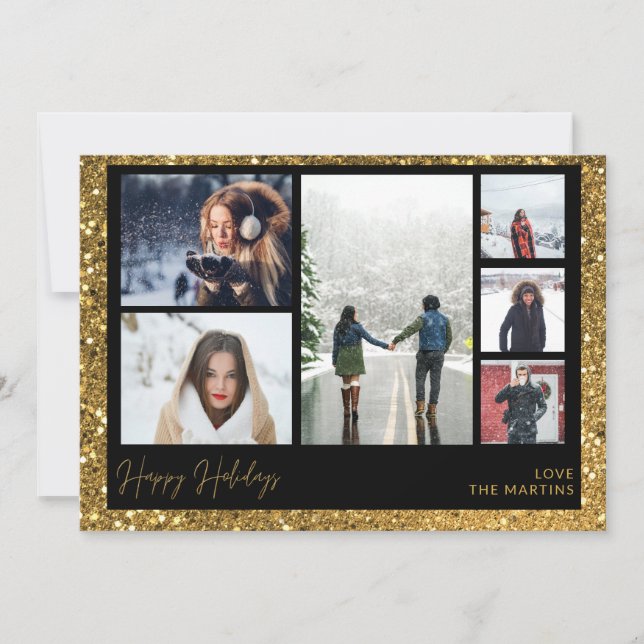 Happy Holidays Faux Gold Parties scintillant Multi (Devant)