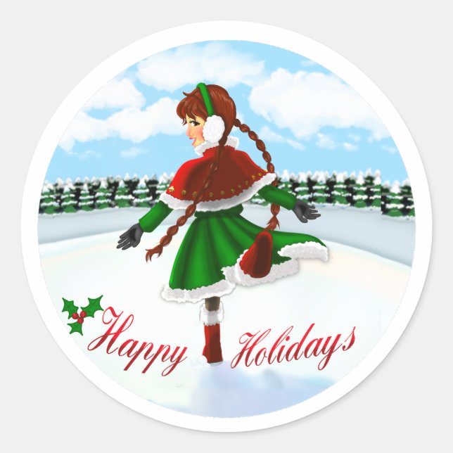 Happy Holidays Girl Sticker (Devant)