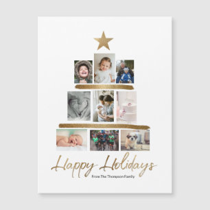 Happy Holidays Gold Script Photo Tree Collage