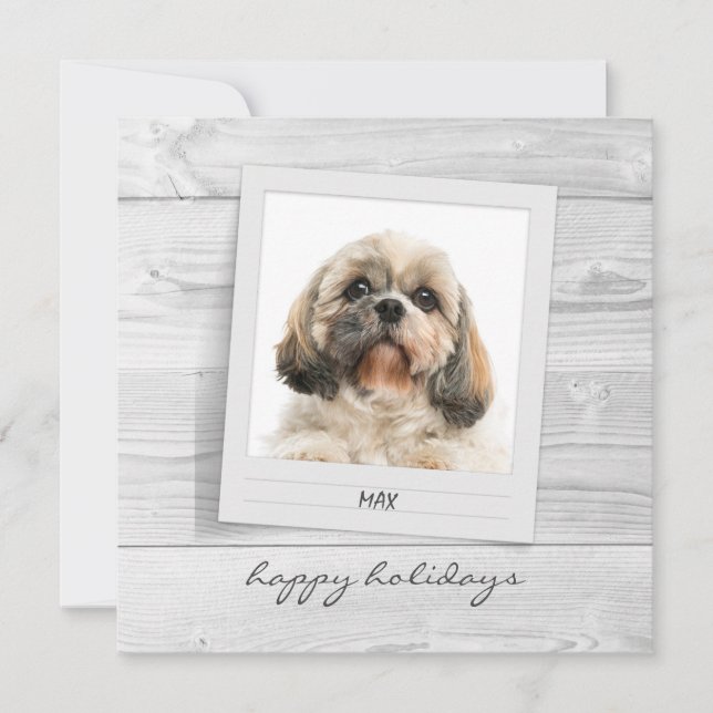 Happy Holidays Pet Photo Frame Carte personnalisée (Devant)