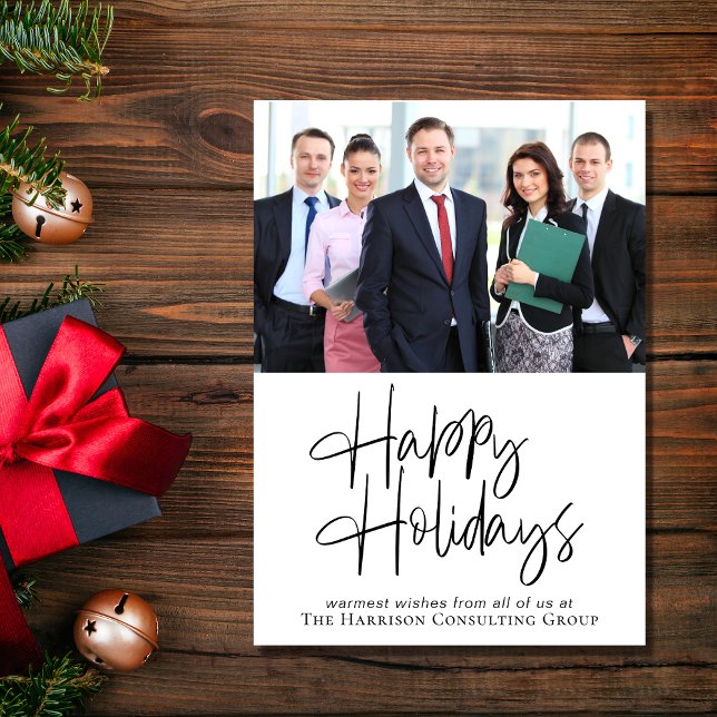 Happy Holidays Photo Corporate Logo Card Christmas (Spread warmth, appreciation, and gratitude to your valued customers, clients, employees and partners)
