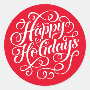 Happy Holidays Red Round Sticker