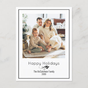 Happy Holidays Simple Elegant Une Photo Carte Post