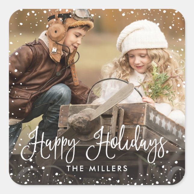 Happy Holidays Snow Photo Sticker (Devant)