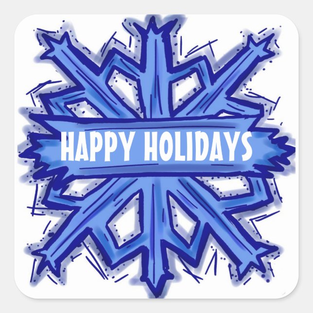 Happy Holidays snowflake autocollants personnalisa (Devant)