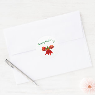 Happy Holidays Sticker Rouge Bow rond Festive