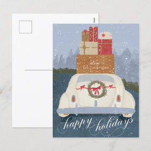 Happy Holidays Voiture Vintage avec Cadeaux Carte