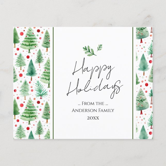 Happy Holidays Watercolor Tree (Devant)