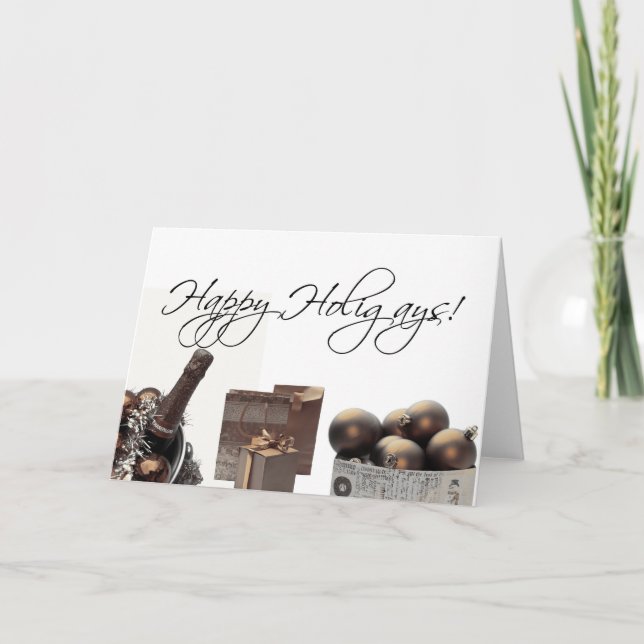 Happy Holigays gay lesbienne carte de noël sepia (Devant)