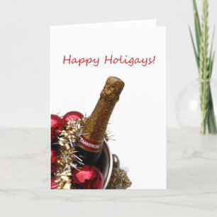 Happy Holigays gay x-mas carte champagne