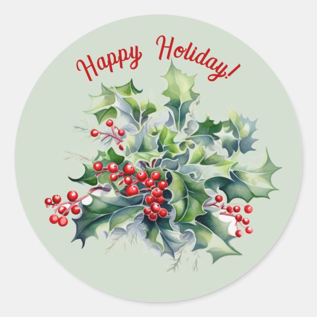 Happy Holly Holiday Sticker (Devant)