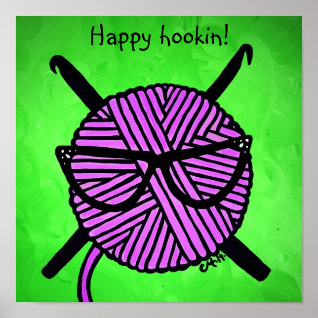 Happy Hookin' crochet poster (Devant)
